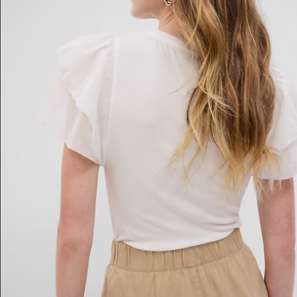 GAP NWT Mini Rib Ruffle Sleeve T-Shirt - Size S - Picture 5 of 5
